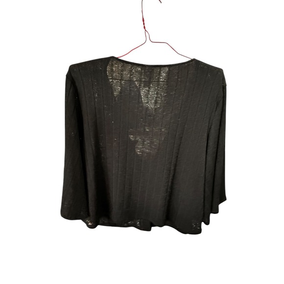 Black Cardigan Top Lightweight Button Down Cover Up Sheer Size L - Picture 3 of 9
